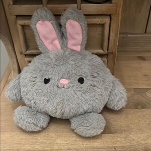 American Greetings Rabbit Plush Gray Easter Bunny Round  9” Tall